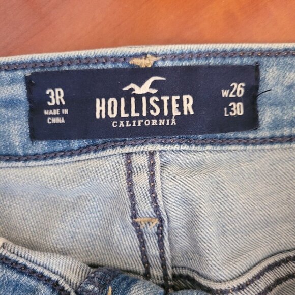 Hollister Ultra High Rise Super Skinny Embroidered Distressed Blue Jeans Size 26 - Picture 7 of 12